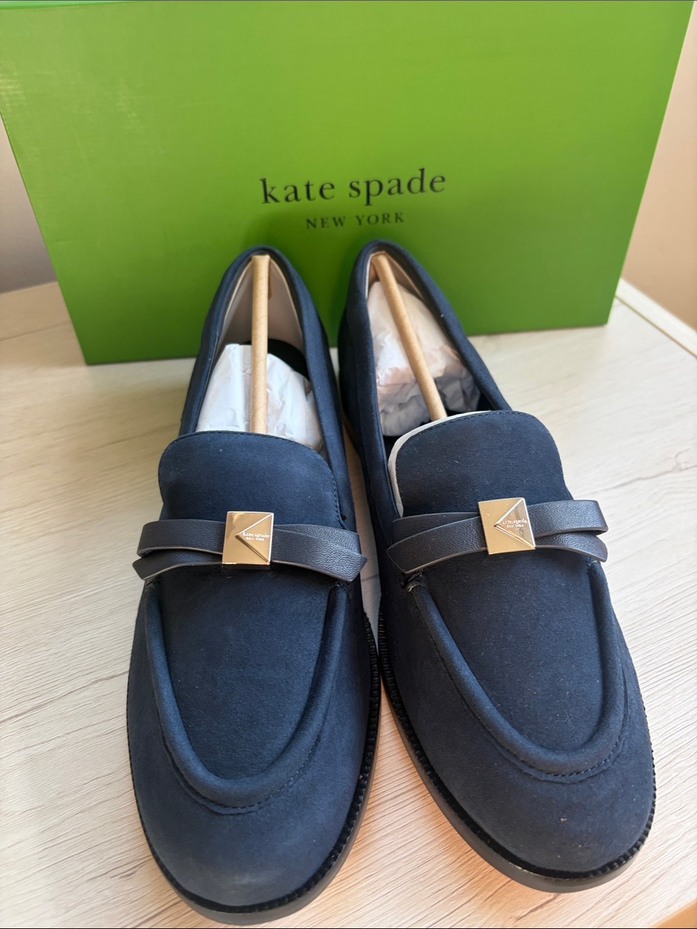 kate spade Navy Suede Loafers